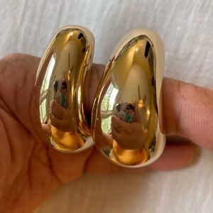 Vintage J Hoop Chunky Statement Runway Pierced Ears Earrings